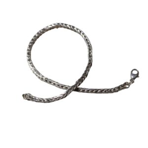 Flettet armbånd til mænd i oxideret 925 sterlingsølv, rævehale-flet, 20 cm
